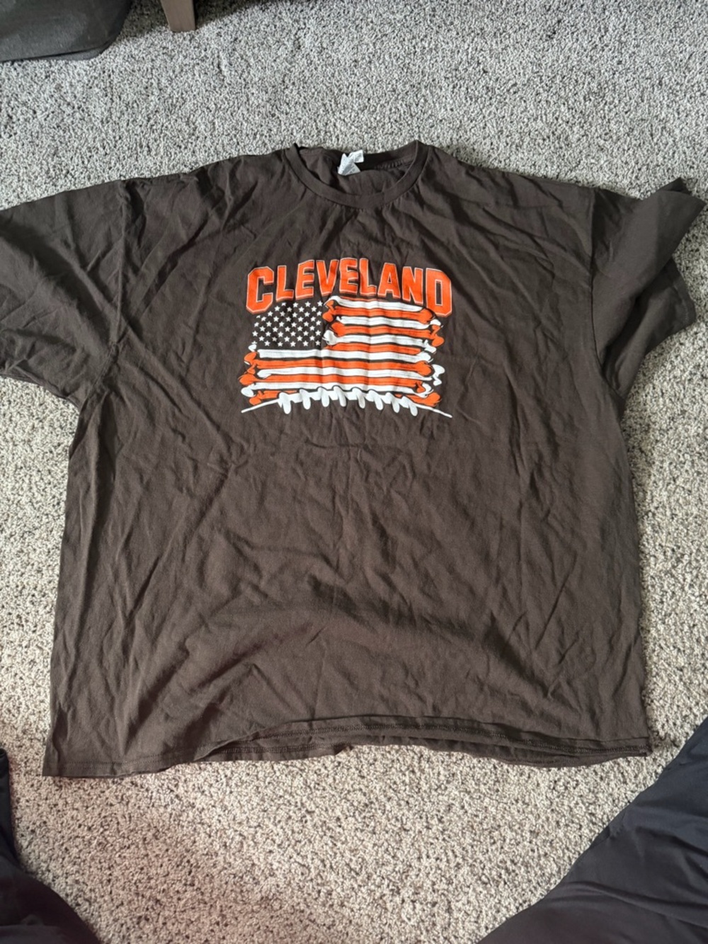 Delta Brown T-Shirt with Orange & White Stripes